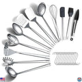 Kitchen Cooking Utensils Set 26 Pieces, Stainless Steel Heavy Duty Sturdy